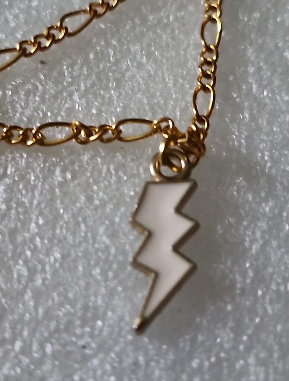 Hand Crafted Gold and White Lightning Bolt Charm Bracelet / Anklet